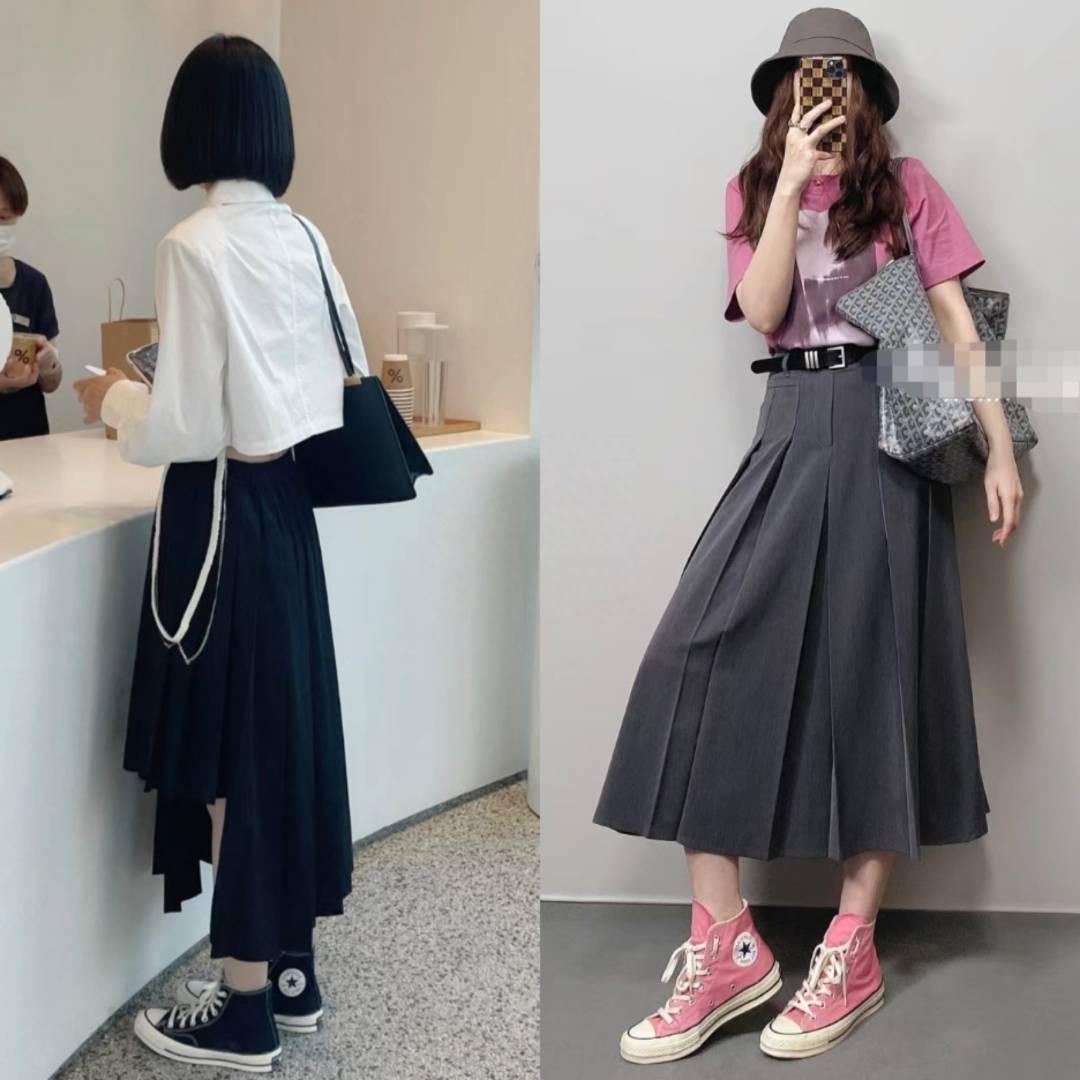 杭州女生裙子搭配帆布鞋的搭配技巧(9) 